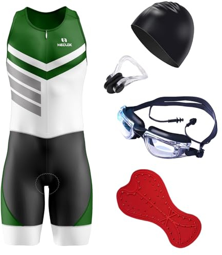 Traje de Triatlón de una Pieza sin Mangas para Hombre,3 Bolsillos y Acolchado para Bicicleta,Correr, Andar en Bicicleta,Nadar,Maillot Ciclista Específico para Carreras