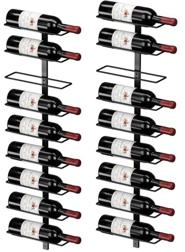 TJ.MOREE Weinregal zur Wandmontage für 18 Flaschen - Aus Metall für Weinflaschen, Spirituosen, Champagner - Robuste Weinaufbewahrung für die Hausbar