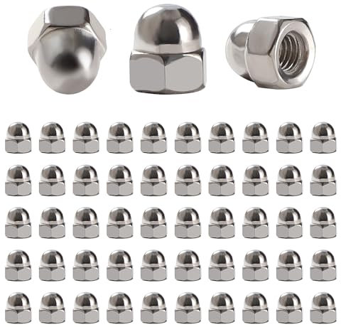 Lyeteung 50 Stücke M3 Sechskant Hutmuttern Edelstahl, Sechskant-Hutmuttern, Eichel-Kuppelkopf-Sechskantmuttern, für Schrauben, Bolzen