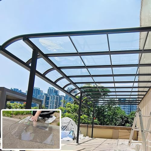 Sólido Láminas De Plástico De Policarbonato,Transparente Láminas De Plástico De Policarbonato,Planchas Revestimiento De Repuesto for Invernadero,para Invernaderos,Cocheras,Exteriores(Clear,5.1x16.4ft/