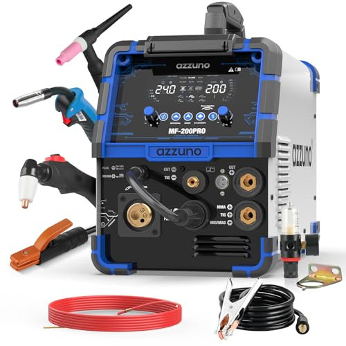 AZZUNO 6 in 1 200A Plasma Cutter MIG Welder Combo, 110V/220V Gas MIG/Flux MIG/PULSE MIG/HF TIG/CUT/Stick Multiprocess Welding Machine