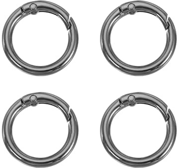 PATIKIL Anillos De Resorte O Rings 4 Piezas 1.1 Pulgada Abrazaderas Redondas De Metal Para Llaveros Hebillas Para Llaveros Bolsos Correas De Perro Manualidades DIY Negro 27 mm