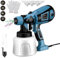 Pistolet a Peinture, Pistolet Électrique 800W, 4 Buses en Cuivre d'une Capacité de 1400ML Pulvérisateurs de Peinture, Adapté aux Murs, Clôtures, Bois et Plafonds (Bleu)