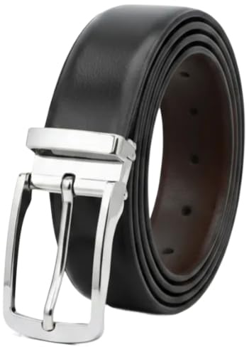 GLOVE STORY Ceinture Homme Réversible en Cuir de Vachette Marron/Noir - Boucle Métal Élégante Style Habillé - Coffret Cadeau Accessoire Mode Haut de Gamme pour Jean, Costume ou Pantalon