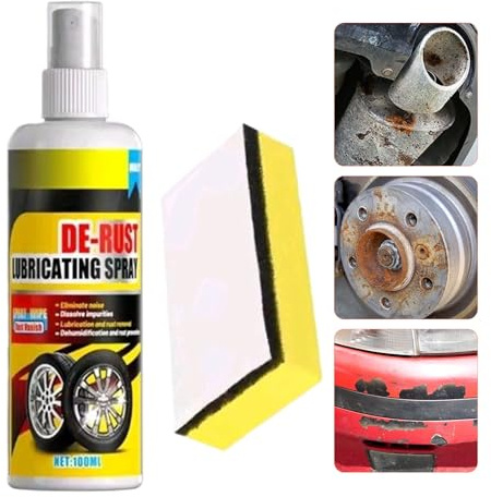 Raypontia Dérouillant Métal | 100ml Aérosol Taches Ménagères avec Éponge | Spray Enlèvement Rouille Longue Durée pour Voiture Remorque Dessous Moto Disque Frein Salle de Bain Toilette
