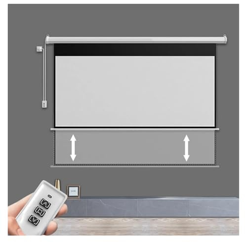Écran de Projection déroulant motorisé électrique 60-84 Pouces 16:9 avec télécommande à déclenchement 12V for cinéma Maison(MW 60 inch)