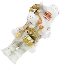 VUIUYOIES Jultomtefigur Julslädefigur Heminredning och bordsdekorationer Juldocka ska placeras på bordet Jultomtefar inomhusdekorationer, Guld, 30 cm