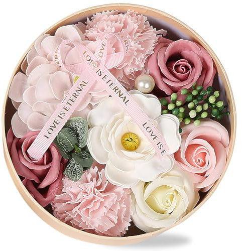 Scatola bouquet di fiori di sapone - Set regalo di saponi artigianali a forma di rosa, lussuosa composizione floreale artificiale per occasioni romantiche, ideale per San Valentino, anniversari