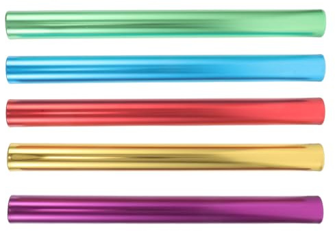 Amosfun 5 Bastones de Relevo de Aluminio Ligero 30 Cm Recubrimiento Antideslizante, Colores Azul, Rojo, Dorado, Verde y Morado para Carreras de Relevos, Entrenamiento y Competición