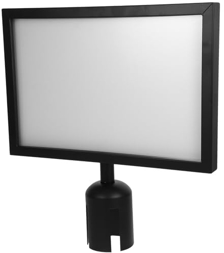 CALLARON Stanchion Sign Holder A4 Portrait Frame Black Queue Barrier Post Top Display for Airport and Commercial Use Crowd Control Safety Barrier Poster Holder