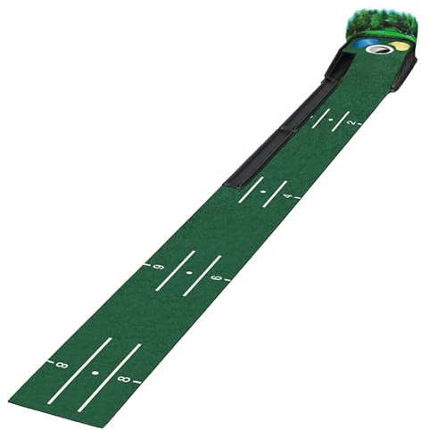 Golf putting matta, inomhus utomhus putting green,Tech Indoor Golf Putting Green - Massivt trä Bas Lyxig sammetsmatta med automatisk bollretur, inomhus utomhusbruk Golftillbehör för