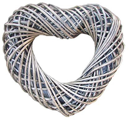 Medium Antique Wash Willow Heart Shaped Wreath 40cm Diameter