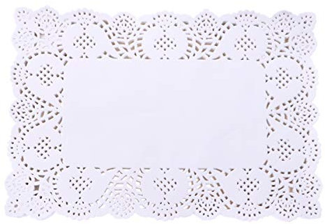 140 Pcs Paper Doilies - Doilies Lace Paper 9 x 6 inch Rectangle Lace Tablecloth for Buffet, Cake, Fried Food, Party, Wedding Tableware Decoration Placemats White Table Runner