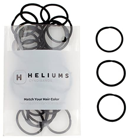 Heliums Small Hair Bands - Black - 2mm Hair Ties, 48 Count, 2.5cm Mini Hair Bobbles for Small Ponytails, Braids and Kids