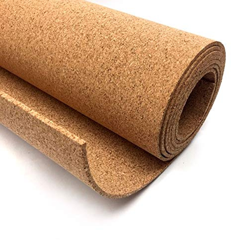 Corcho en rollo de 5 mm de espesor. Venta por metros. Aislamiento acústico y térmico, tablón de anuncio para pared, antiestático para suelos. (0,75 X 1 M)