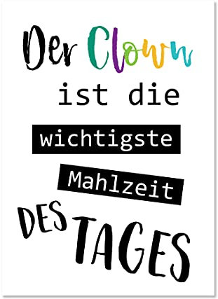 Nastami Sprüchekarte Der Clown ist die wichtigste Mahlzeit des Tages Postkarte SPRÜCHE lustig Postkarte Spruch