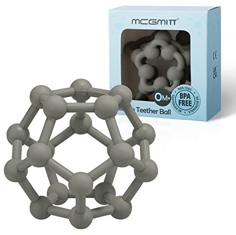 MCGMITT Mordedor Bebé de Silicona - Juguete la Dentición del Bebé Pelota Sensorial Agarre Luz y Suave Juguetes para Bebés de 0 a 12 Meses sin BPA Tamaño 10cm Regalos para Recién Nacidos (Gris verdoso)