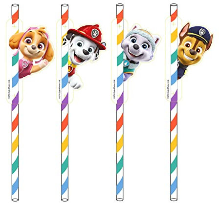 Amscan Pajitas de papel de Paw Patrol 9914525, paquete de 8