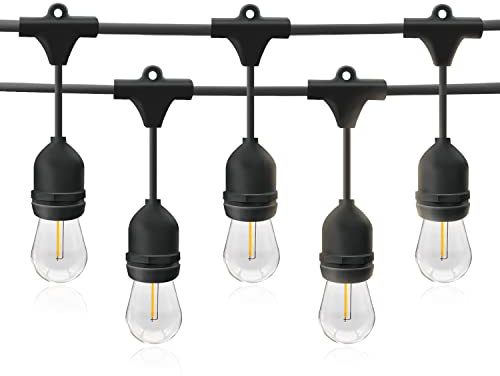 m MU 15M Catena Luminosa Esterno E27 Catenaria 15 Portalampade Da 15 Metri, 20 Lampadine S14 LED 2W(=15W), Cavo Nero Prolungabile Fino a 500M IP54 Outdoor Giardino Matrimonio|15M, NERO, 15 Lampadine