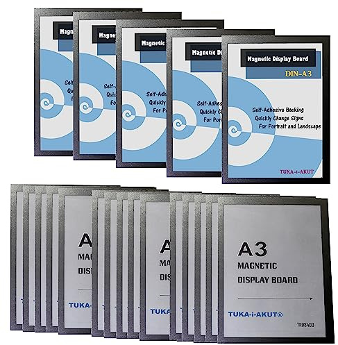TUKA-i-AKUT 20 st. A3 Info-ram självhäftande med magnetisk stängning, fickficka infoväska bladhållare, snabb byte av hängning, vikbar magnetisk ram färg svart, TKD8400-A3-20x