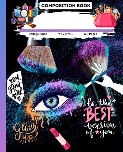 Composition Book Glam Girl: make-up theme, college ruled