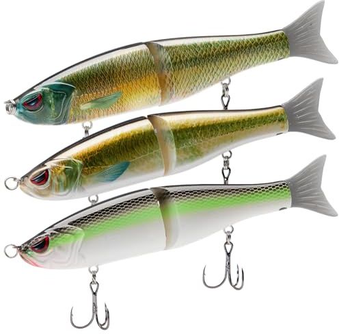 Bassdash SwimShad Glide Baits - Señuelo Articulado Deslizante 3 Unidades, Pesca en Agua Dulce/Salada para Lubina, Lucio, Salmón, Trucha, Muskellunge