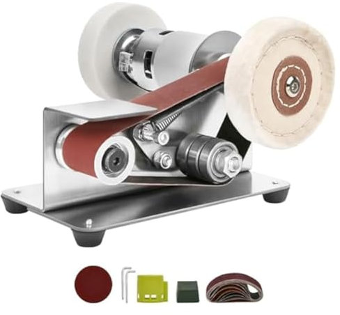 NISHZHU Enchufe Europeo, Lijadora de Banda, Afilador de Cuchillos EléCtrico de Velocidad Ajustable, Amoladora de Banda de 15 Grados, Lijadora de Banda EléCtrica para CarpinteríA