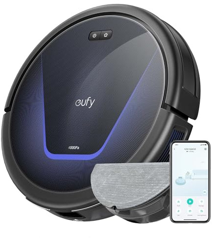eufy G50 Hybrid Saugroboter mit Wischfunktion4.000Pa Starker Saugkraft,Dynamische Navigation,Pro-Entwirrkamm,Wischpad für Leichte Oberflächenreinigung,Ideal für Tierhaare&Hartböden (Generalüberholt)
