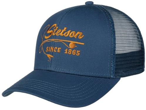 Stetson Casquette Trucker Fishing Rod Homme - de Baseball Mesh Snapback, avec Visiere, Doublure, Doublure Printemps-ete Printemps Ete Automne Hiver - Taille Unique Bleu