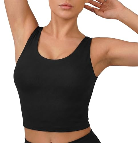 Nirlon Womens Tank Tops with Built in Bra U Back - NirLUX, Black-10