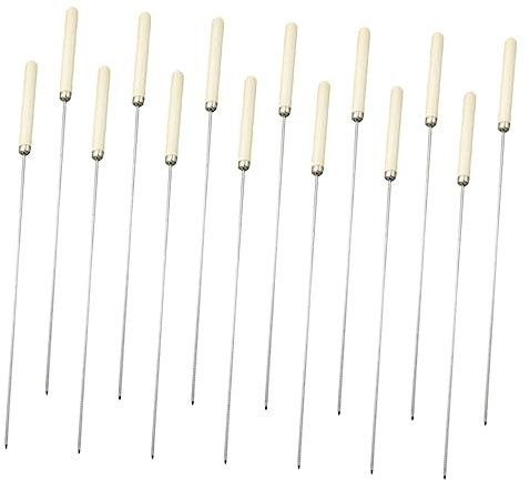 TOYANDONA 25 Pezzi Bastoncini Per Barbecue Con Manico in Legno Accessori Per Barbecue Grigliare Spiedo Spiedini Inox Spiedini Alla Griglia Per Grigliate All'aperto Cucinando Di Legno Cachi