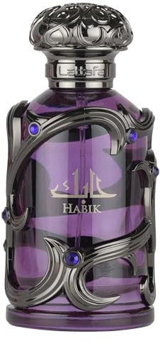 Lattafa Habik – Ámbar, Aromático, Amaderado, Almizclado, Eau de Parfum Spray de Larga Duración para Hombre, 100 ml
