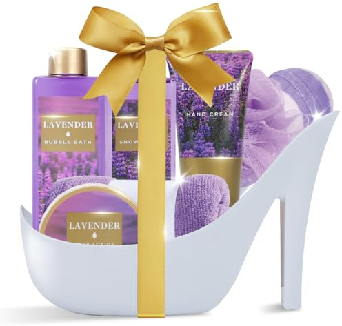 8PCS Set de Regalo de Baño y Cuidado Corporal para Mujeres, Lavanda Regalos de Spa de Lujo con Baño de Burbujas, Gel de Ducha y Más para Novia, Amiga, Mamá, Navidad, Aniversario, Cumpleaños