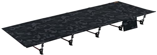 TOMOUNT Feldbett Ultraleichtes 190x70cm Camp Klappbett aus Aluminium Kompaktes Campingliege einfach zu Bauen belastbare Campingbett für Zelten, Outdoor Wanderung, Reisen, Strand - Tarnschwarz