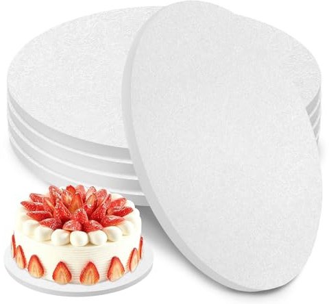 Zorplex 5 Piezas Bases para Tartas Redondas, 30 cm x 12 mm Cake Drum Blanco en Cartón Resistente, Reutilizable, Antigrasa e Impermeable, para Bodas, Cumpleaños y Fiestas, Postres de 8-10 Pulgadas