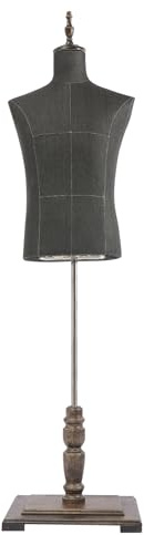 Mannequin homme noir avec support, modèle demi-longueur en forme de mannequin de vitrine pour boutiques, magasins de vêtements, vitrines, centres commerciaux 40 x 30 x 180 cm