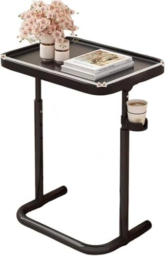 Justerbart brickbord med kopphållare och lyftbar topp – stort laptop-skrivbord och soffbord för att äta och spela – bärbar och mångsidig design