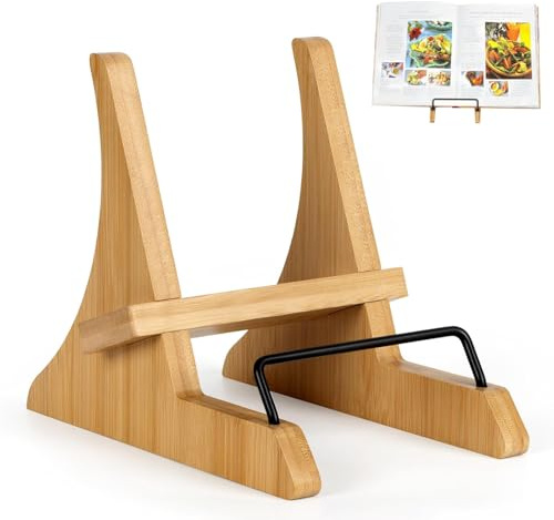 Support de livre en bois de bambou pour lire au lit - Support de livre de cuisine pour comptoir de cuisine pour exposer des livres de cuisine, des iPads, des magazines