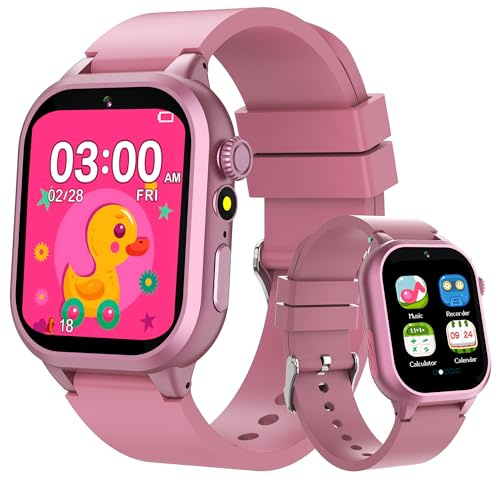 Ruopoem 32 Giochi Smartwatch per Bambini, Orologio Smartwatch Bambini con Fotocamere Musicale Video Contapassi Sveglia Touchscreen, Orologio Bambino Bambina Educativi Regalo Compleanno