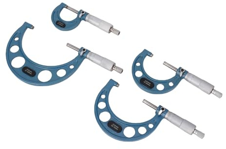 Generic Juego de Micrómetros Exteriores de 4 Piezas, Rango de 0-100 Mm, Micrómetro de Maquinista de Aleación de Alta Precisión de 0,01 Mm para Ingeniería, Fabricación y Mantenimiento