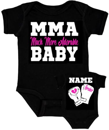Personalized MMA baby boy girl, Much More Adorable, Heart breaker, outfit, Asst bodysuit colors, fun Mixed Martial Arts, boxing, Muay Thai, karate Taekwondo fan fun gift shower birthday