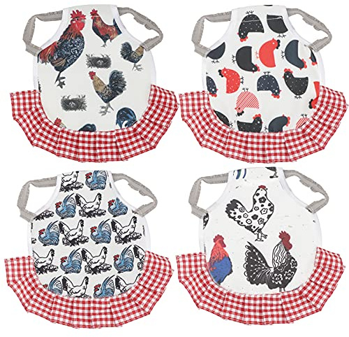AIEX 4 packs sillas de pollo Estándar Delantal De Gallina Con Correas Elásticas Protección De Ala Trasera De Aves De Corral Para Accesorios De Cuidado Suministros De Gallina