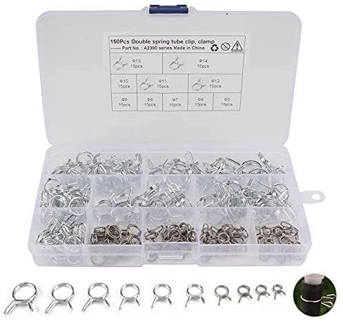 Collier Serrage Tuyau 150pcs Colliers de Clip à Ressort Tuyau Serrage Colliers Serrage Tuyaux en Acier Inoxydable Serre Joint à Tuyau Tuyau Pinces Clips Fixation Pour Tuyau D'eau Carburant Tube
