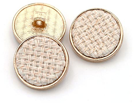 5PCS Flocking Cloth Metal Button Round Button with DIY Clothing Scrapbooking Accessories(White,21mm)
