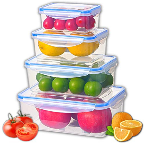 Airtight Food Storage Containers Set with Lids, 4-Piece Set, Plastic Storage Boxes for Kitchen, Food Prep & Keep Fresh Containers Set - BPA Free & Leak Proof - Dishwasher/Freezer/Microwave Safe
