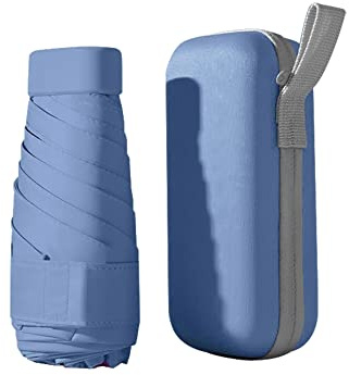 Uposao Ombrello da Viaggio Antivento, Mini Ombrellone a 6 Costole, UV Ultra Leggero con Custodia Portatile per Attività All'Aperto