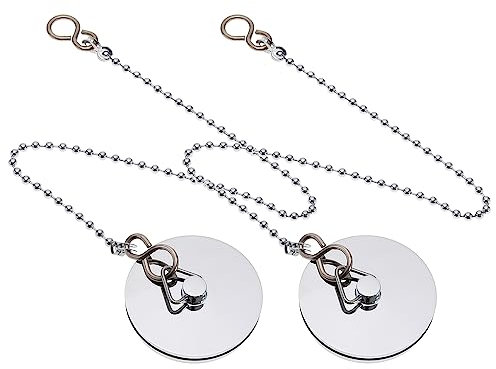 ECSiNG 2 uds tapón para lavabo de baño, tapón cromado para fregadero de bañera, tapón de drenaje de Metal, accesorios para el baño del Hotel en casa, 45mm/ 1-3/4 pulgadas, plateado