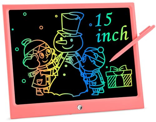 15 LCD Writing Tablet, cimetech Large Drawing Tablet Colorful Screen Doodle Board, Christmas Educational Gift Toys for Kids Adults (Pink)
