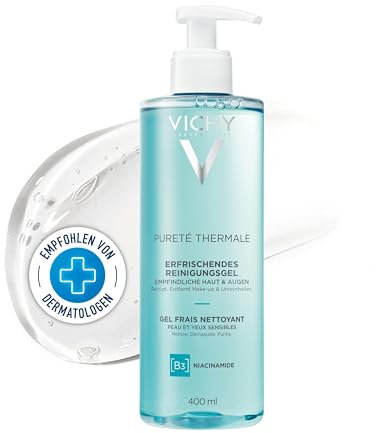Vichy Gel Limpiador Refrescante, Elimina Impurezas y Purifica Intensamente, Enriquecido con Niacinamida, Para Pieles y Ojos Sensibles, Pureté Thermale, 200 ml