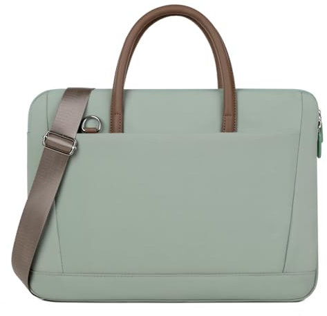 FUNSEED 15.6 Zoll Laptoptasche für Damen und Herren, Wasserdichte leichte Tragetasche Polyester, Umhängetasche, Aktentasche mit Schultergurt, Ideal für Arbeit und Reisen, Grün
